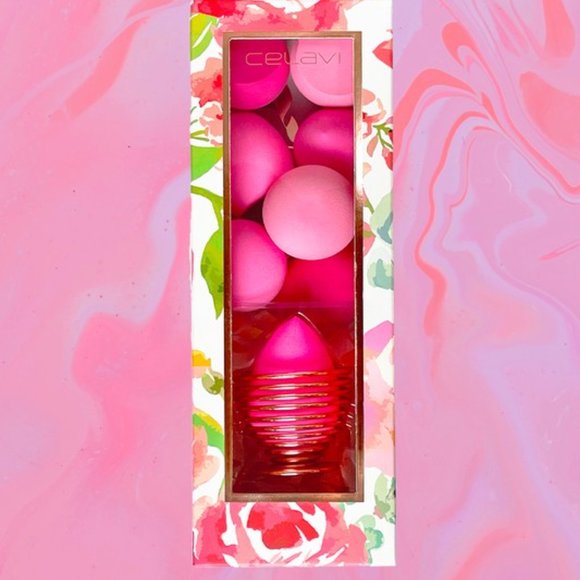 CELAVI 8 PINK BLENDING SPONGES W/ STAND - Picture 3 of 3